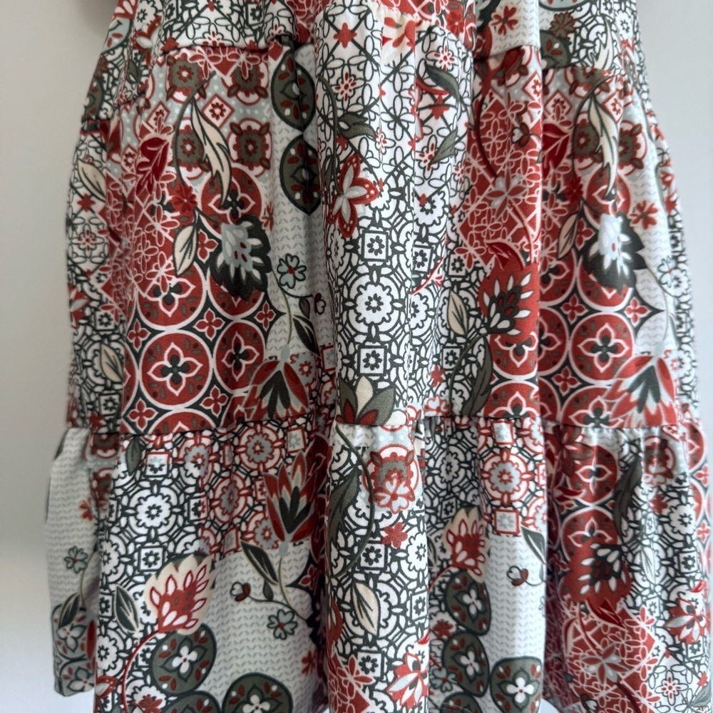 Boho Floral V-Neck Midi Hippie Dress - Picture 4 of 6